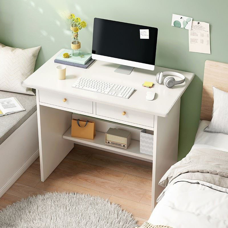 Engineered Wood Writing Desk Contemporary Desk with Storage Shelf and Drawers