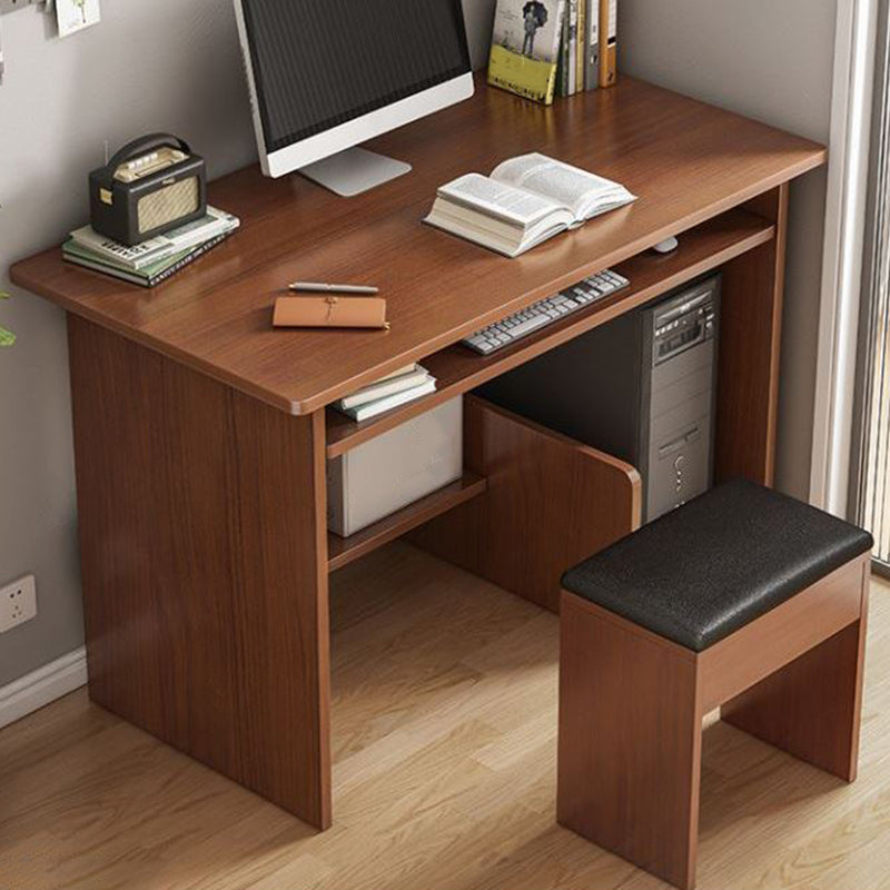 Engineered Wood Writing Desk Contemporary Desk with Storage Shelf and Drawers