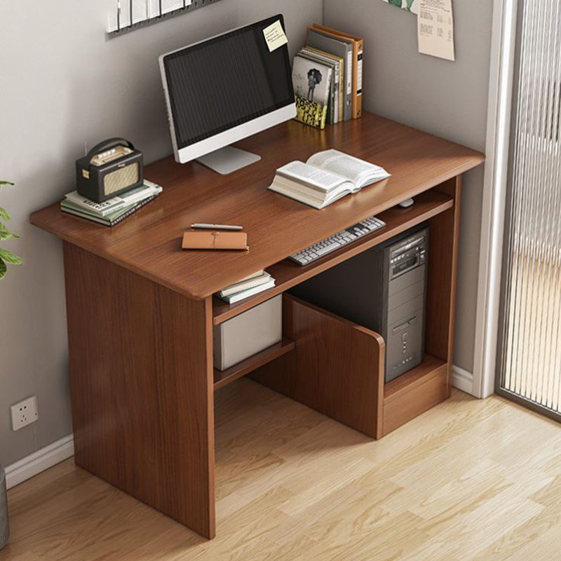 Engineered Wood Writing Desk Contemporary Desk with Storage Shelf and Drawers