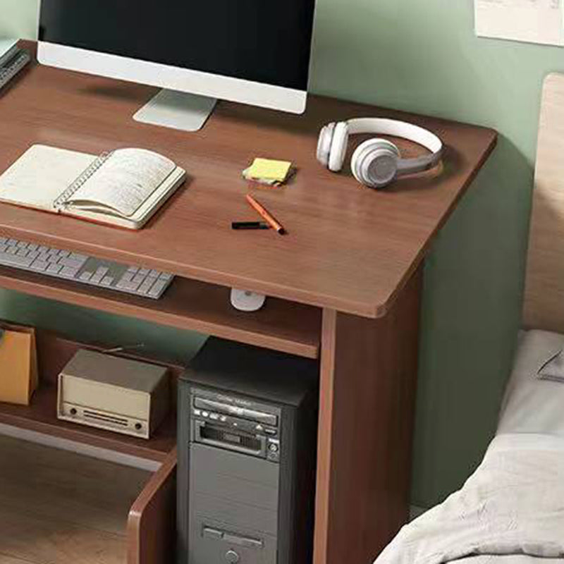 Engineered Wood Writing Desk Contemporary Desk with Storage Shelf and Drawers