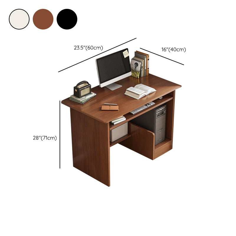 Engineered Wood Writing Desk Contemporary Desk with Storage Shelf and Drawers