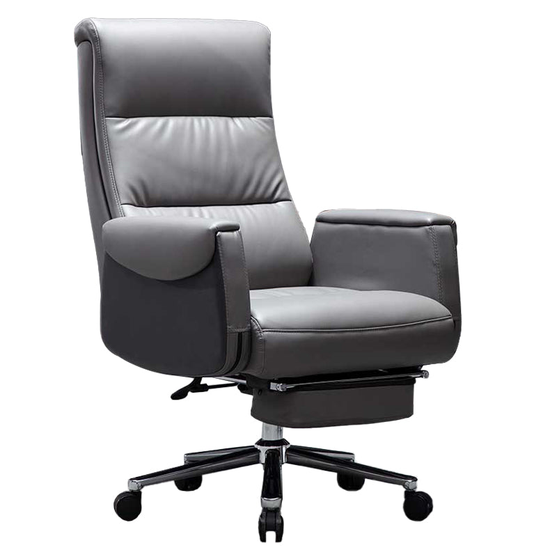 Modern Armless Office Chair No Distressing Leather Ergonomic Slide Chair with Wheels