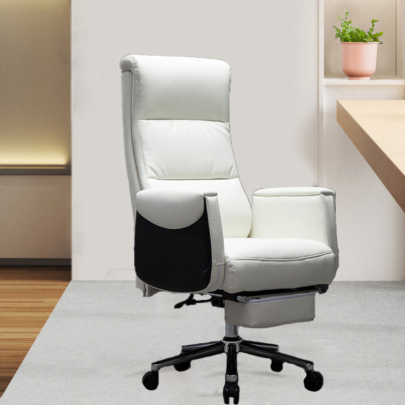 Modern Armless Office Chair No Distressing Leather Ergonomic Slide Chair with Wheels