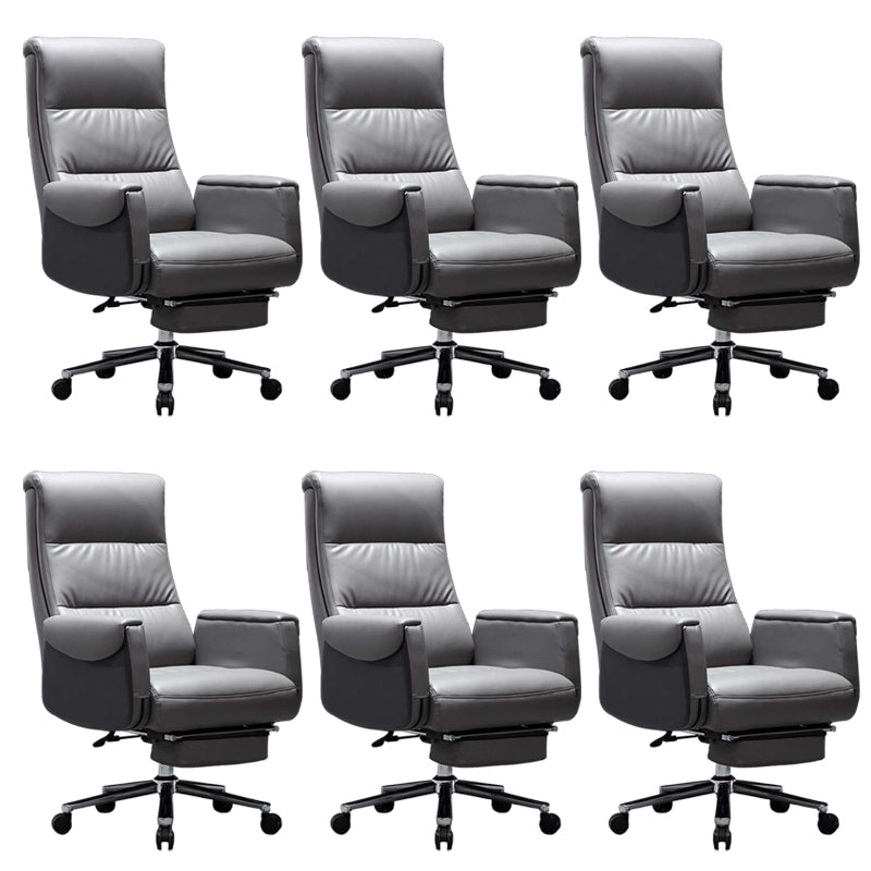 Modern Armless Office Chair No Distressing Leather Ergonomic Slide Chair with Wheels