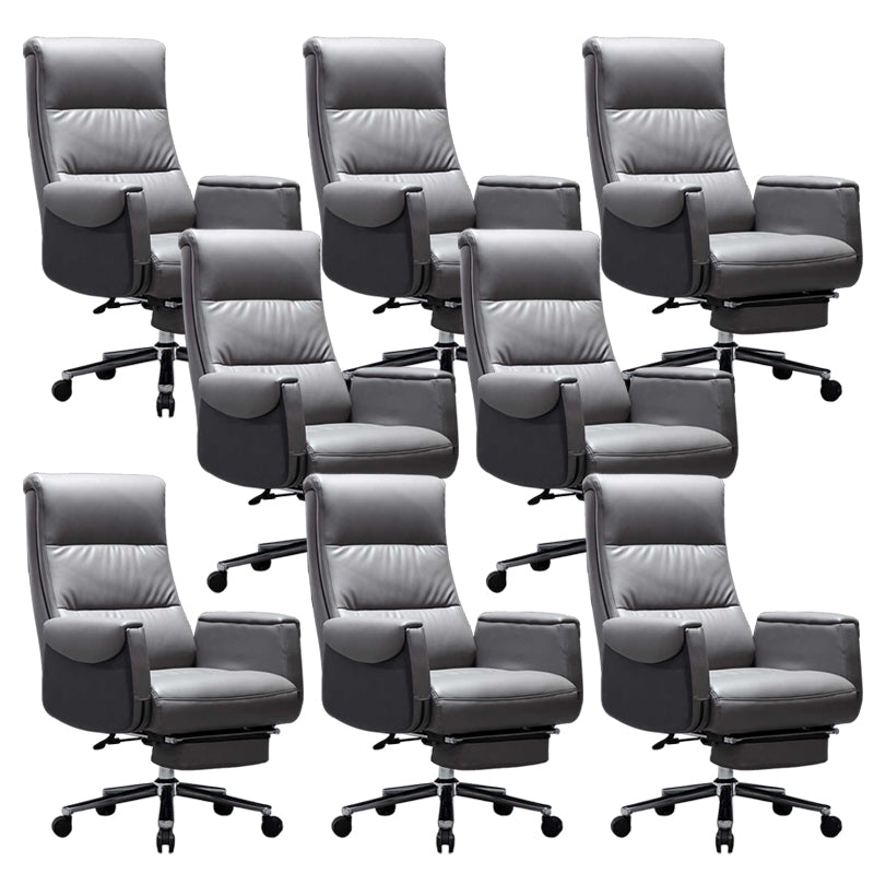 Modern Armless Office Chair No Distressing Leather Ergonomic Slide Chair with Wheels