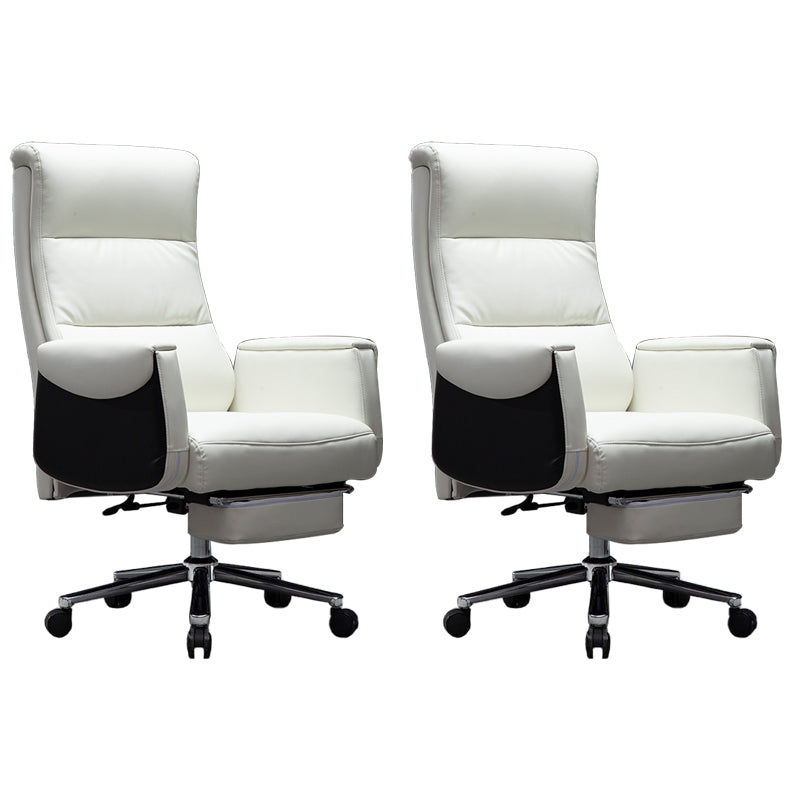 Modern Armless Office Chair No Distressing Leather Ergonomic Slide Chair with Wheels