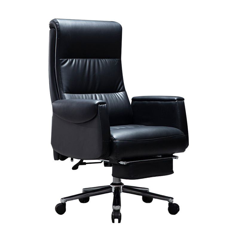 Modern Armless Office Chair No Distressing Leather Ergonomic Slide Chair with Wheels