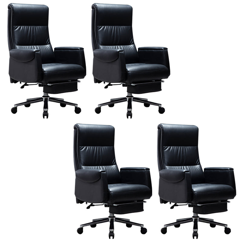 Modern Armless Office Chair No Distressing Leather Ergonomic Slide Chair with Wheels