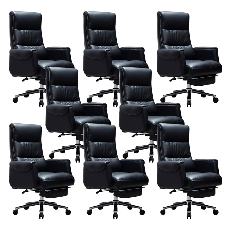 Modern Armless Office Chair No Distressing Leather Ergonomic Slide Chair with Wheels