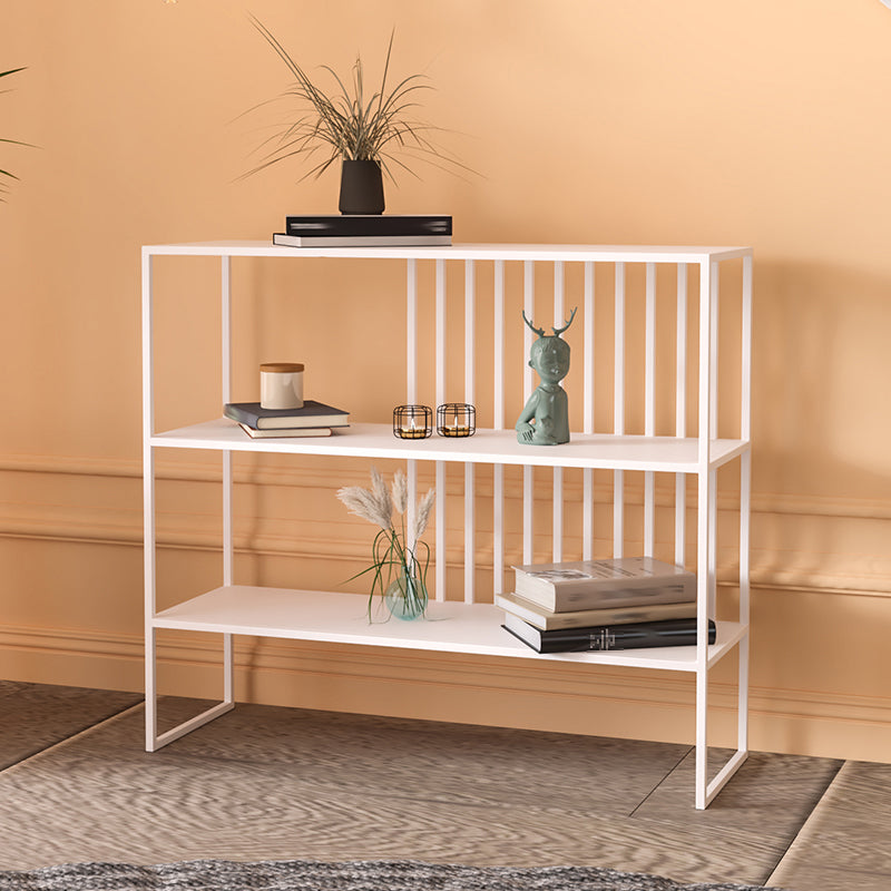 Horizontal Metal Bookshelf Contemporary Open Back Bookcase with Shelves