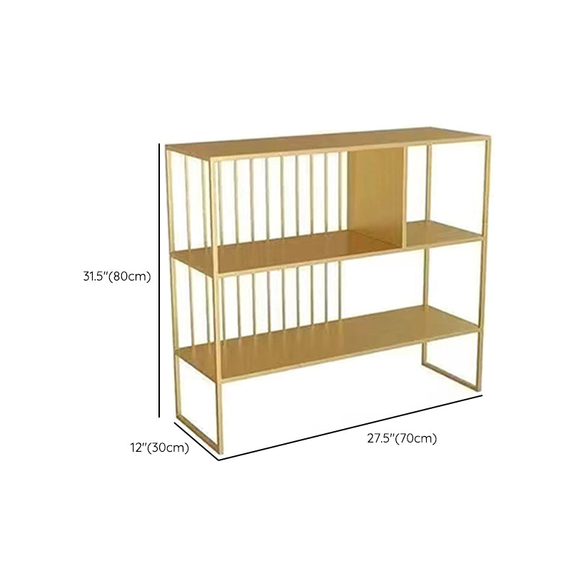 Horizontal Metal Bookshelf Contemporary Open Back Bookcase with Shelves