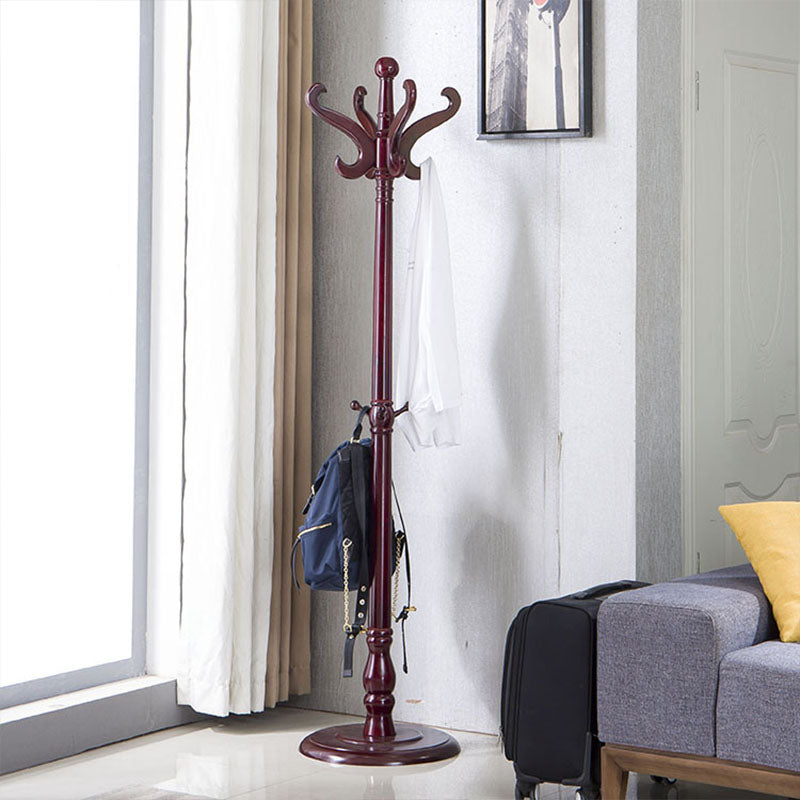 Traditional Coat Rack Plain Solid Wood Coat Rack with Round Bottom