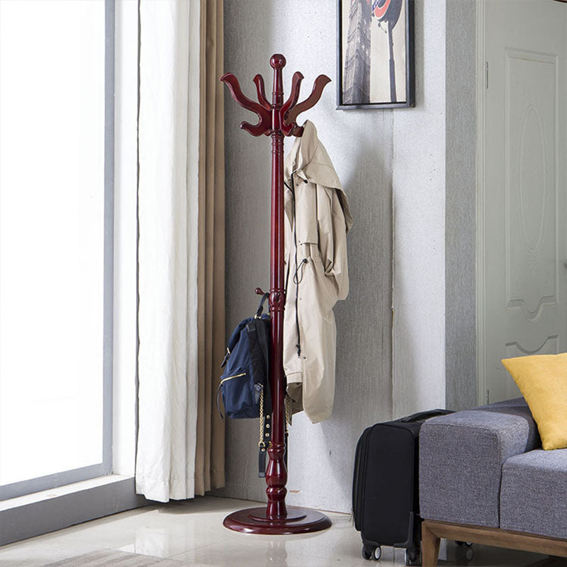 Traditional Coat Rack Plain Solid Wood Coat Rack with Round Bottom