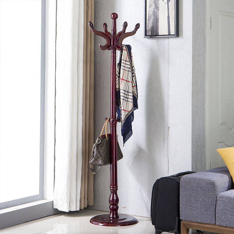 Traditional Coat Rack Plain Solid Wood Coat Rack with Round Bottom