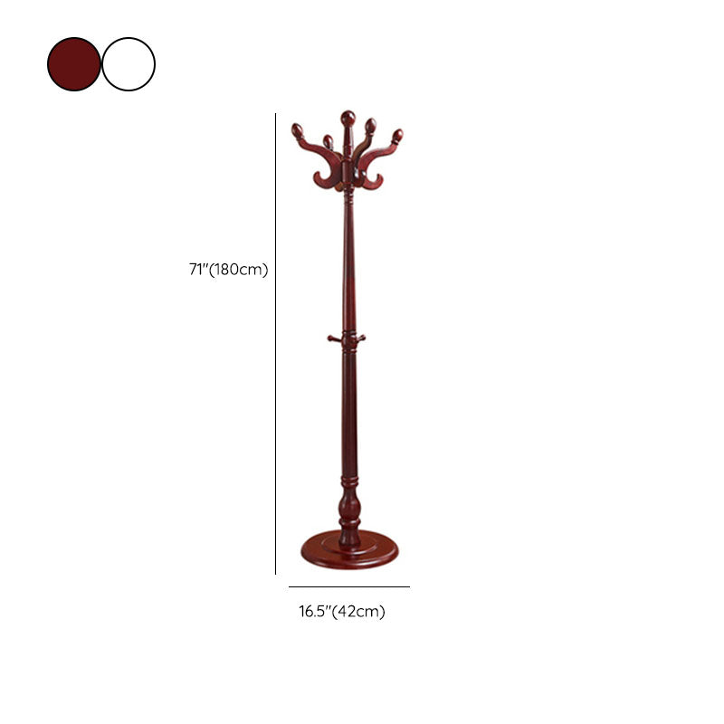 Traditional Coat Rack Plain Solid Wood Coat Rack with Round Bottom