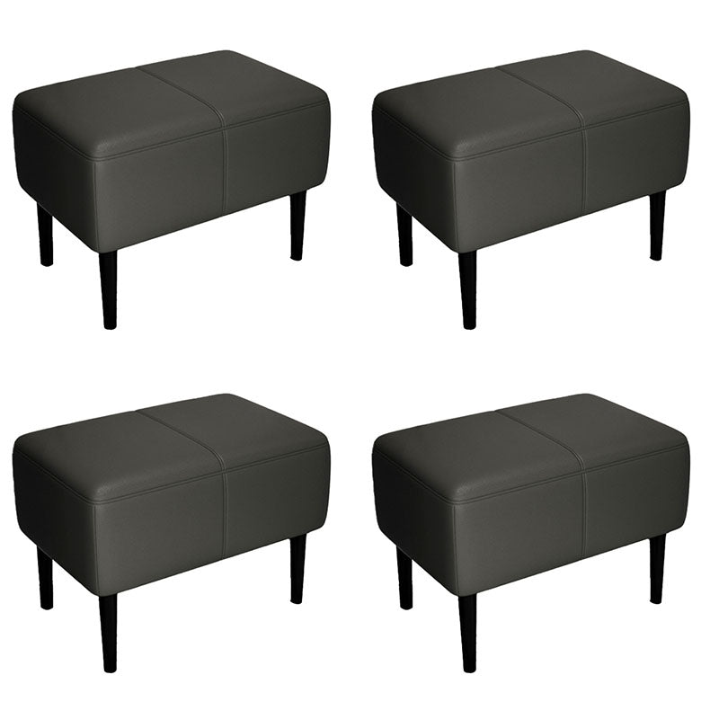 Modern Upholstered Ottomans Rectangle Shape Leather Ottomans with Legs