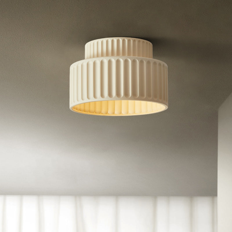 Plastic Contemporary Flush Mount 1 - Light Drum Shape Ceiling Flush