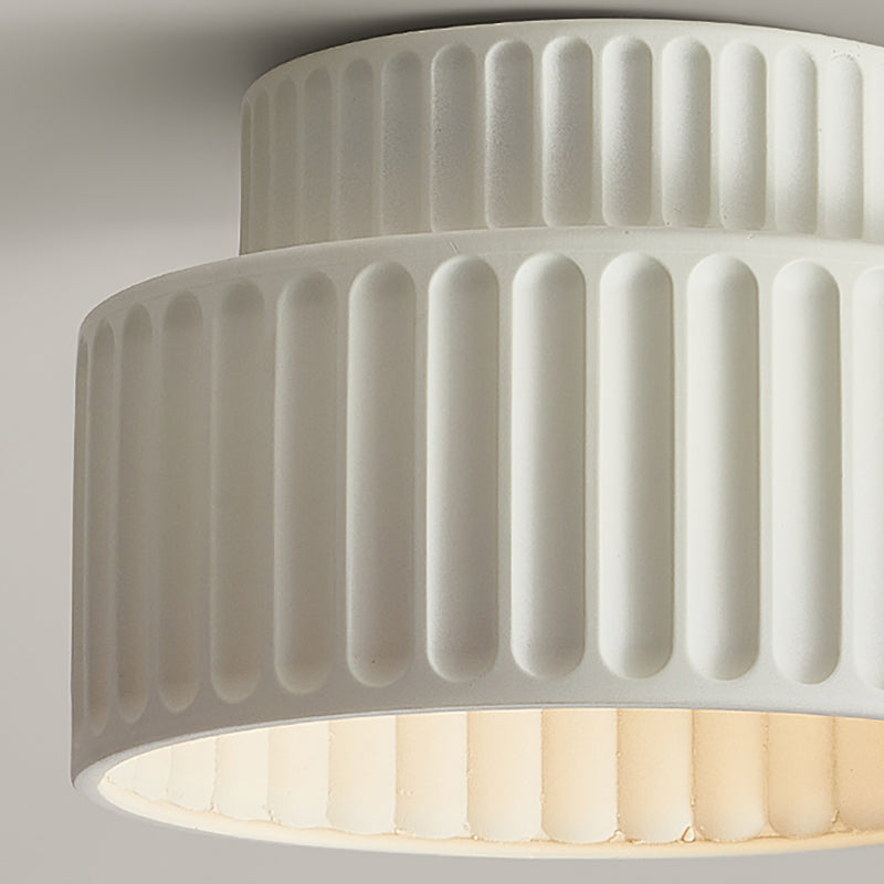 Plastic Contemporary Flush Mount 1 - Light Drum Shape Ceiling Flush