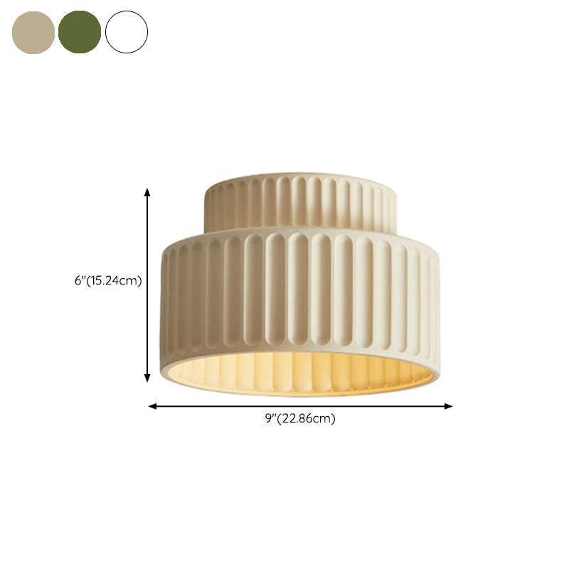 Plastic Contemporary Flush Mount 1 - Light Drum Shape Ceiling Flush