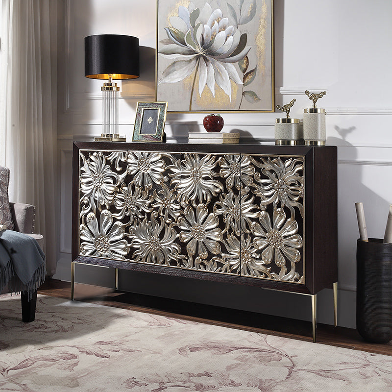 Glam Style Adjustable Shelving Sideboard Wood Cabinets Buffet Table