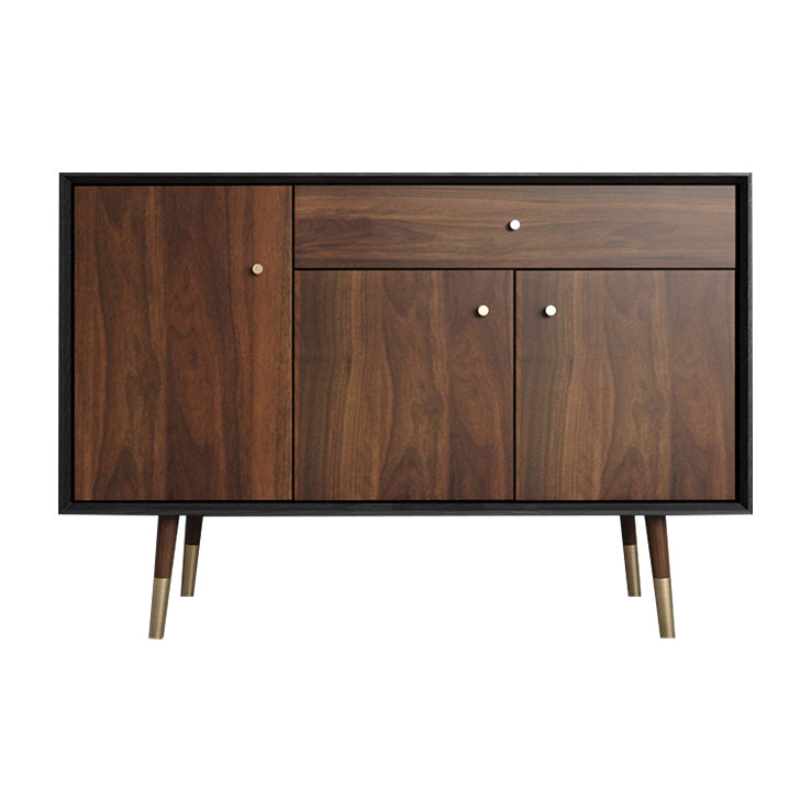 Glam Style Brown Solid Wood Buffet Table Cabinets Storage Side Board with Drawers