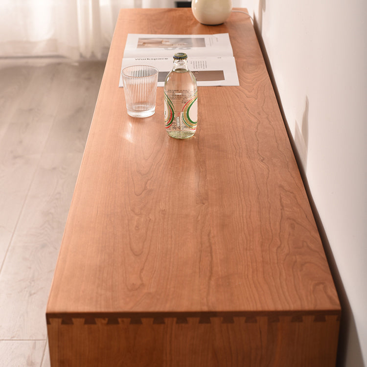 Contemporary Brown Solid Wood Buffet Table Storage Side Board with Drawers