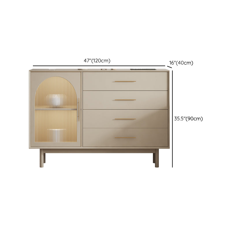 Solid Wood Base White Sideboard Cabinet Living Room Credenza