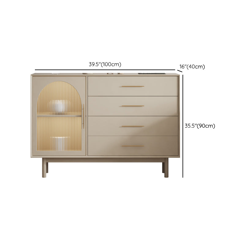 Solid Wood Base White Sideboard Cabinet Living Room Credenza