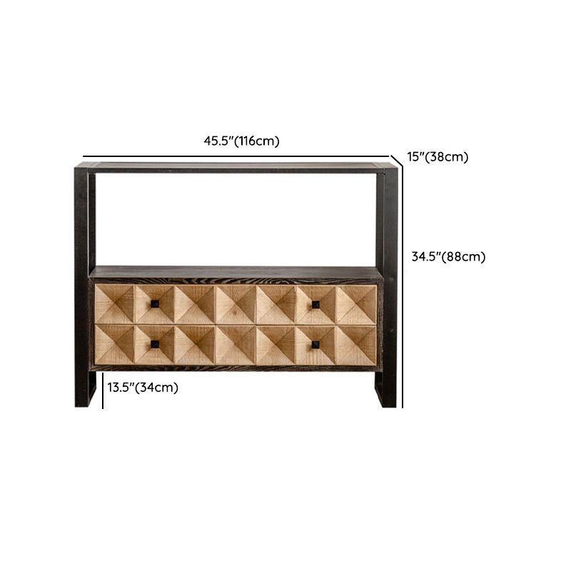 Contemporary Brown Buffet Sideboard Solid Wood Buffet Table with Drawers