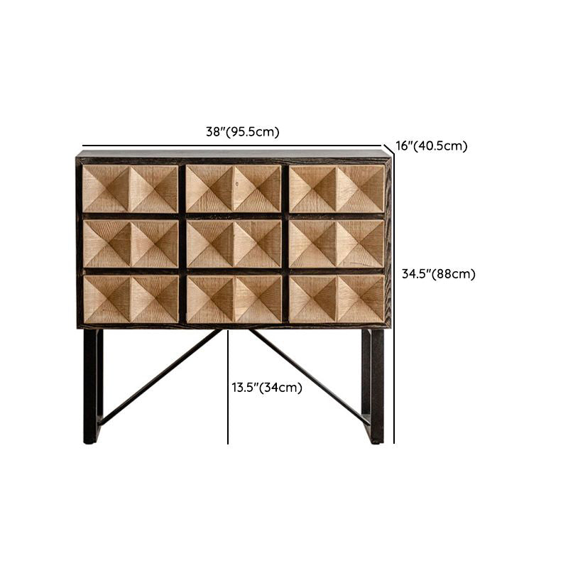 Contemporary Brown Buffet Sideboard Solid Wood Buffet Table with Drawers