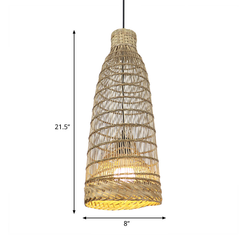 Luz de ratán de trabajo de trabajo a mano estilo Lodge Style 6 "/8" W 1 Cabeza de techo beige para restaurante