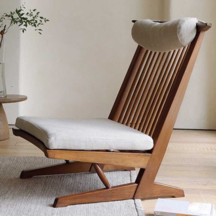 Traditional Recliner Chair in Brown/ Black Solid Wood with Removable Cushion Cover