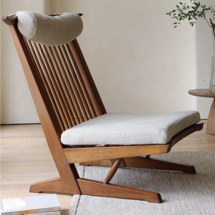 Traditional Recliner Chair in Brown/ Black Solid Wood with Removable Cushion Cover