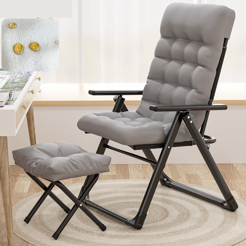 Contemporary Recliner Chair with Metal Base with Position Lock Back