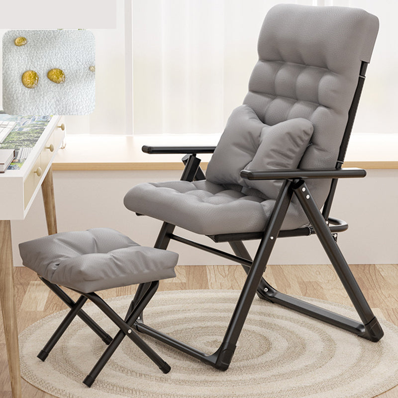 Contemporary Recliner Chair with Metal Base with Position Lock Back