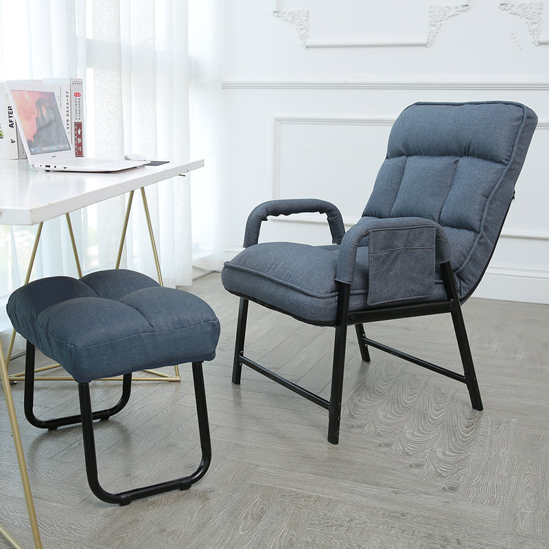 Contemporary Recliner Chair with Side Pockets and Metal Legs and Tufted Back