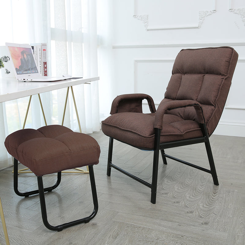 Contemporary Recliner Chair with Side Pockets and Metal Legs and Tufted Back