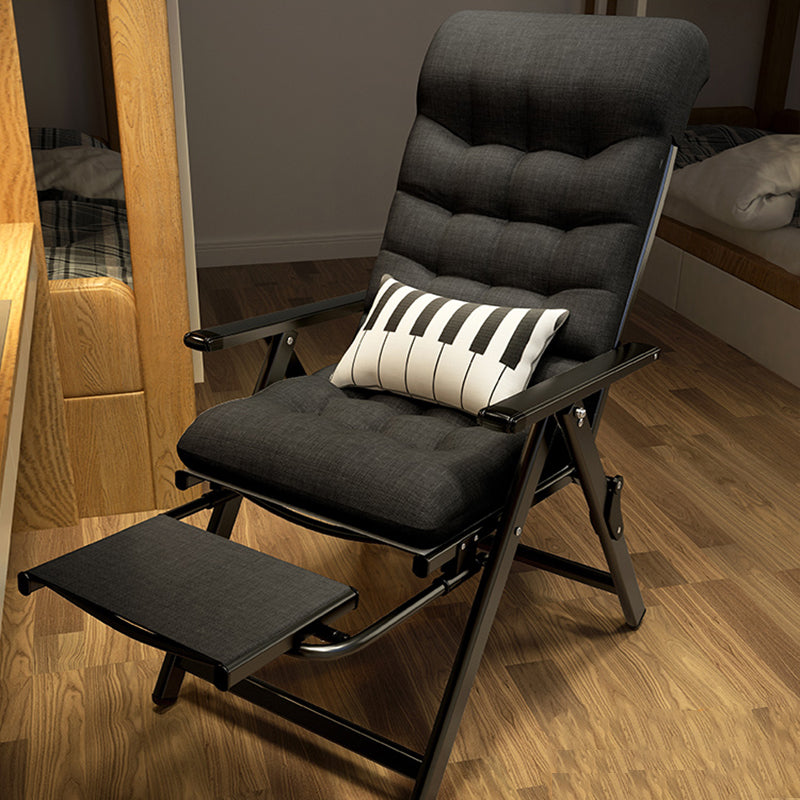 Contemporary Metal Base Recliner Chair with Arms and Position Lock Back