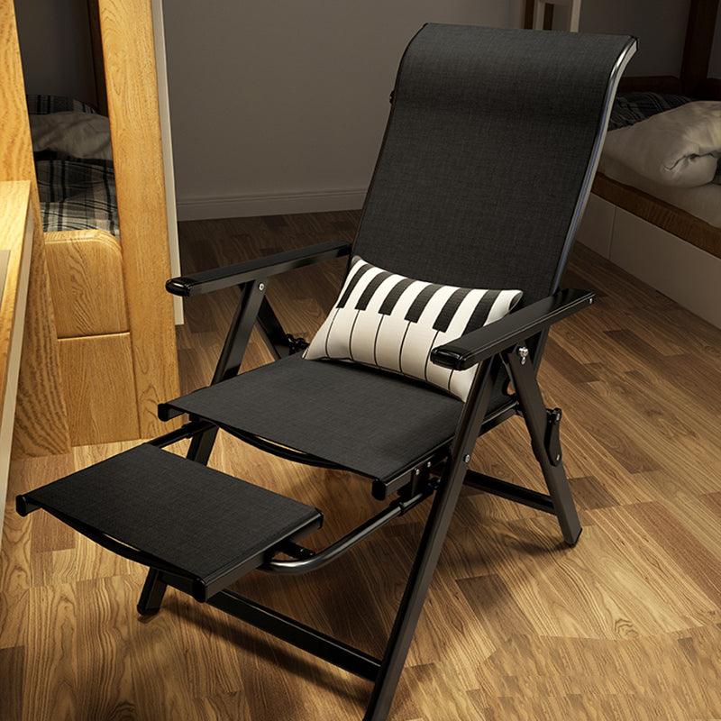 Contemporary Metal Base Recliner Chair with Arms and Position Lock Back