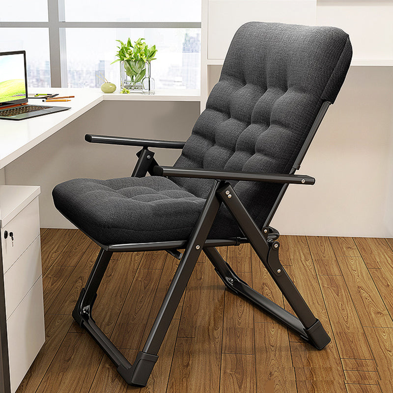 Contemporary Metal Base Recliner Chair with Arms and Position Lock Back