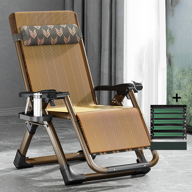 Traditional Metal Base Recliner Chair with Arms and Cup Holders