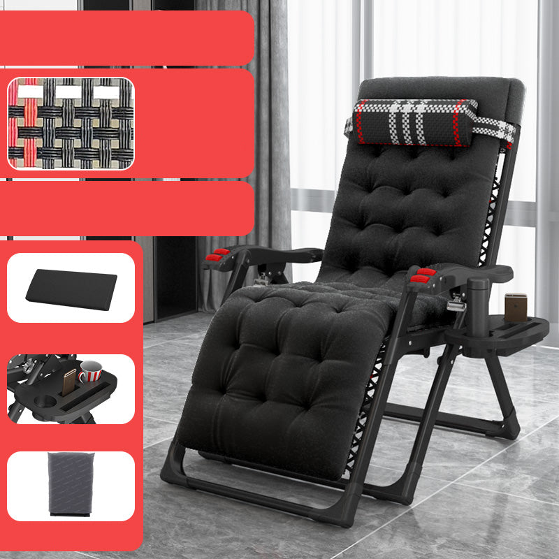 Contemporary Recliner Chair with Arm Storage and Metal Black Base