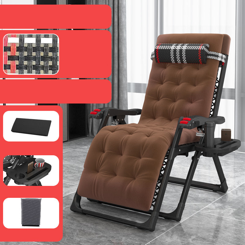 Contemporary Recliner Chair with Arm Storage and Metal Black Base