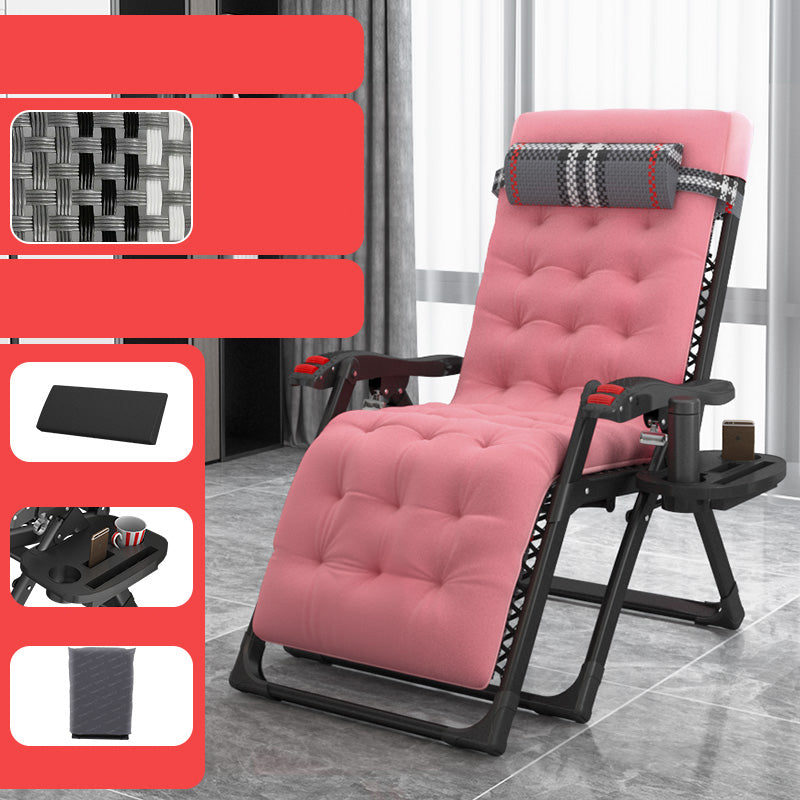 Contemporary Recliner Chair with Arm Storage and Metal Black Base