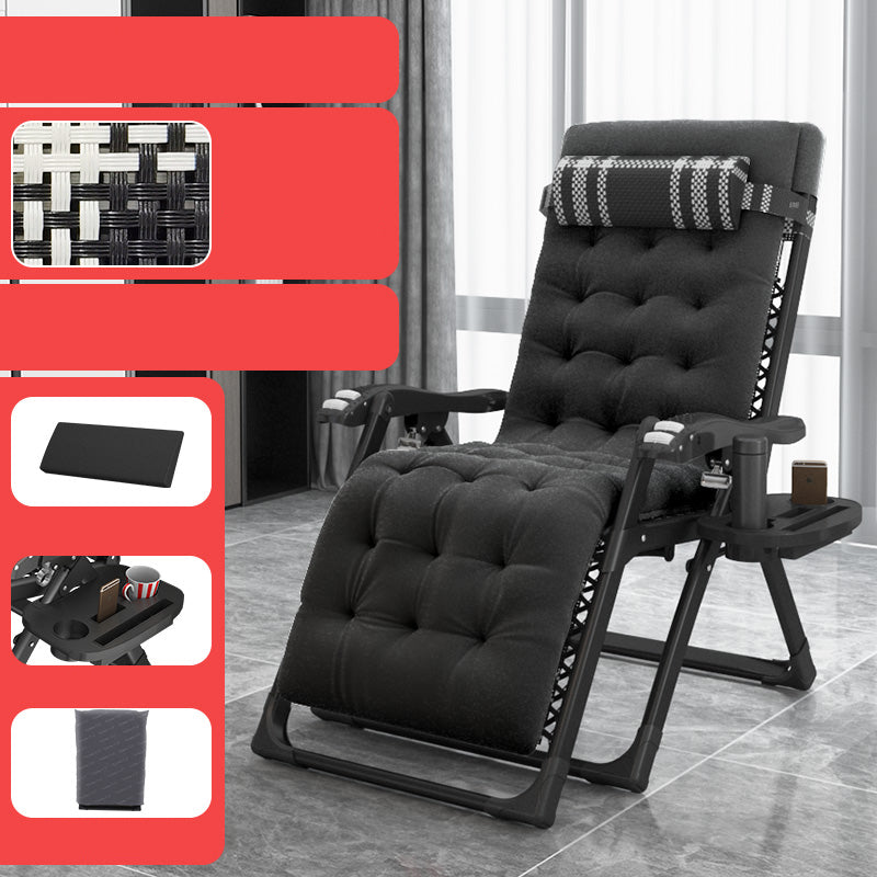 Contemporary Recliner Chair with Arm Storage and Metal Black Base