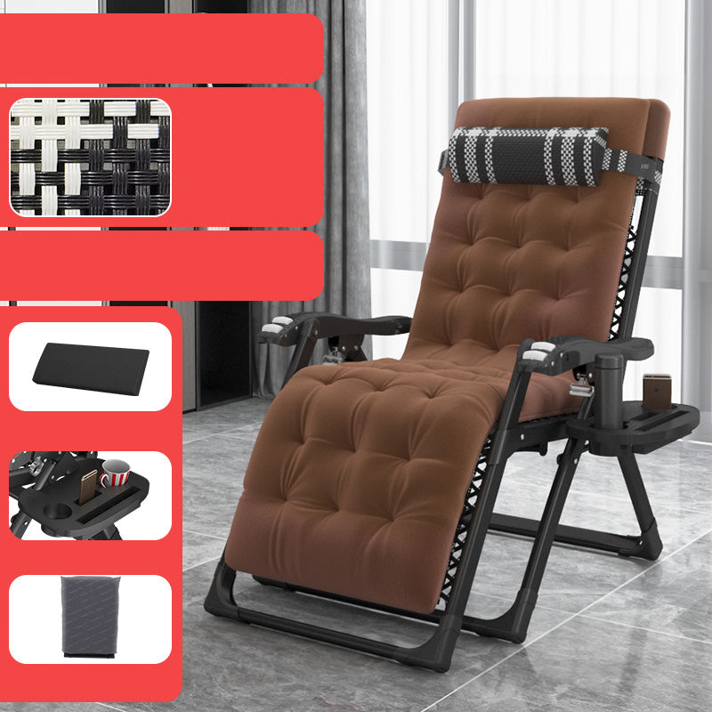 Contemporary Recliner Chair with Arm Storage and Metal Black Base