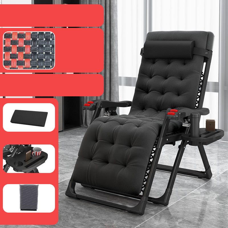 Contemporary Recliner Chair with Arm Storage and Metal Black Base