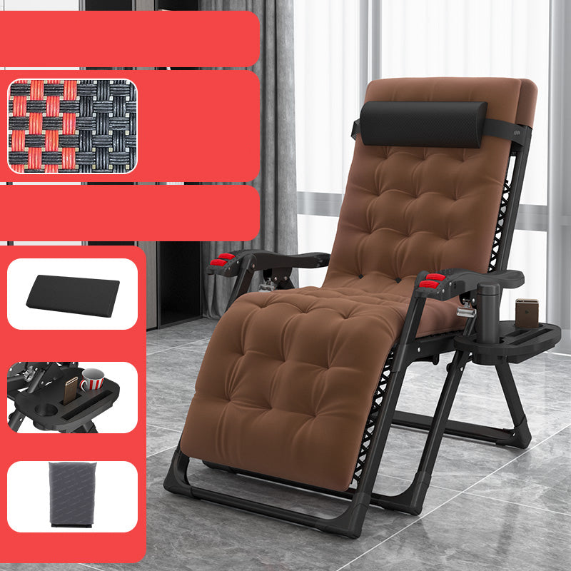 Contemporary Recliner Chair with Arm Storage and Metal Black Base