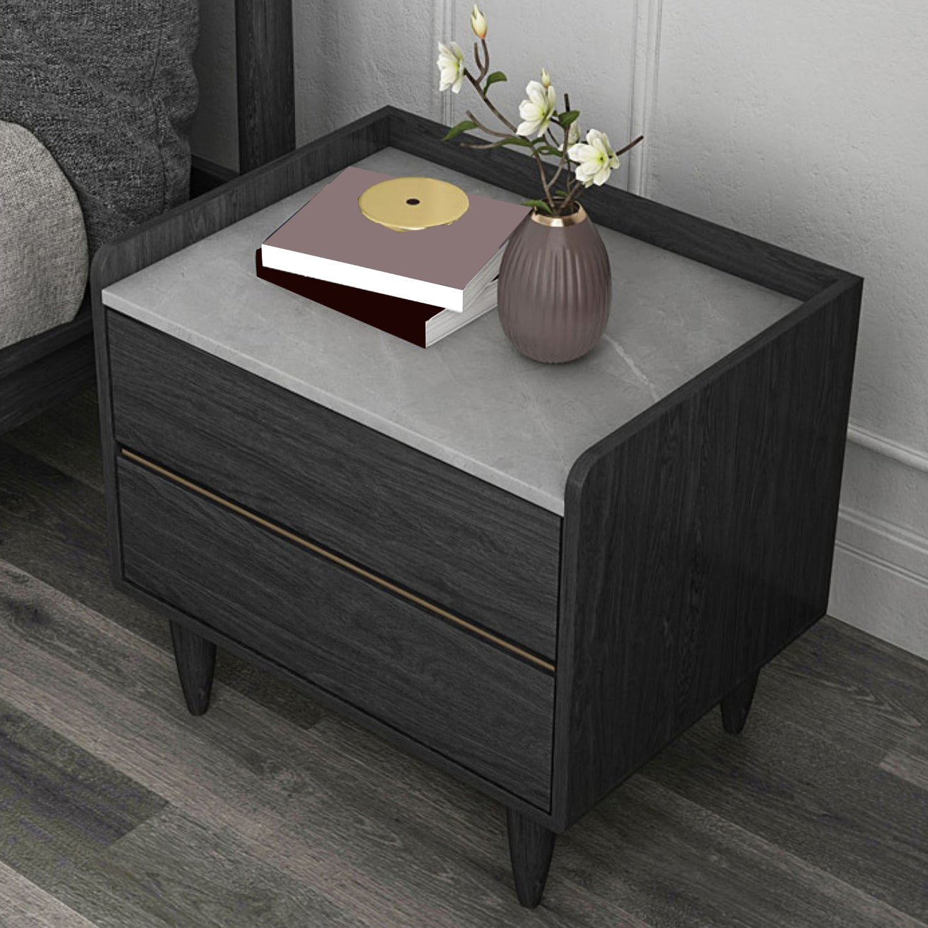 Contemporary Bed Nightstand Drawer Storage Night Table for Bedroom