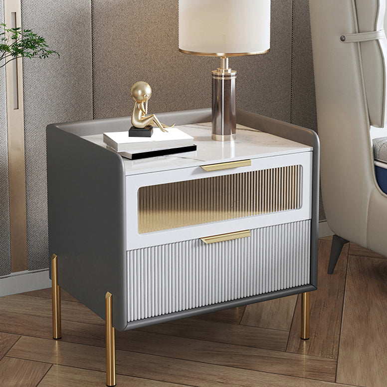 Glam Pine Wood Accent Table Nightstand Drawers Included with Legs